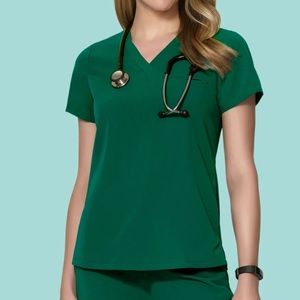 Mandala hunter green 1-pocket scrub top
